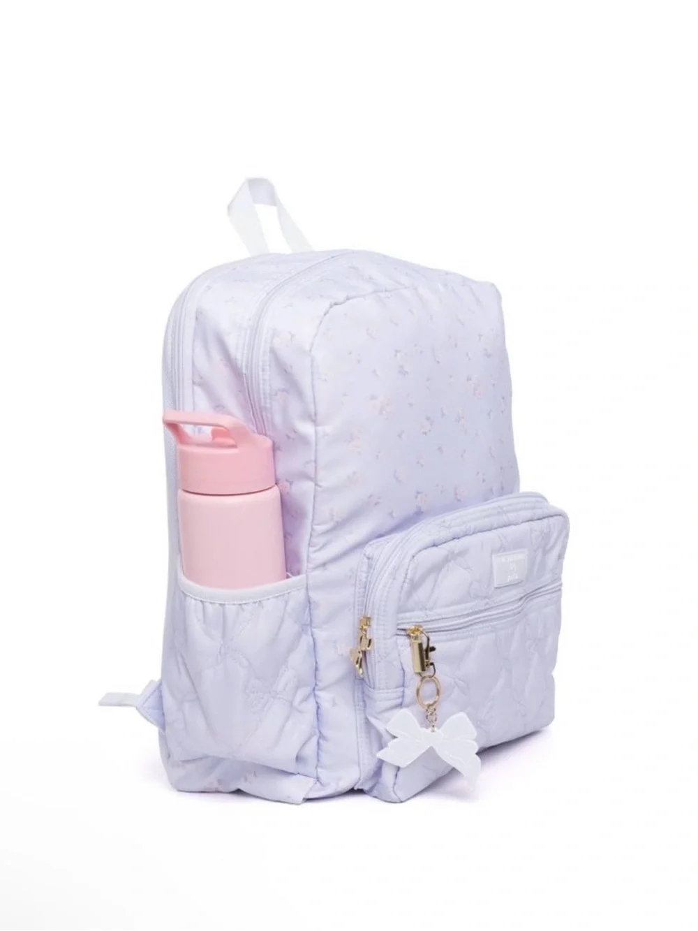 LoveShackFancy Lavender Quilted Kids Backpack with Bow Charm